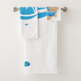 Blauw- en witwashanddoekset bad handdoek