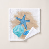 Blauw- en witwashanddoekset bad handdoek (Wasdoekje)