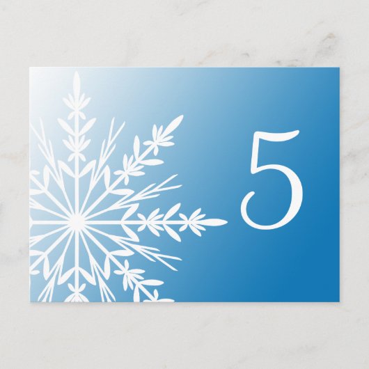 Blauw- en witwintersneeuwvloktabelnummer briefkaart (Voorkant)