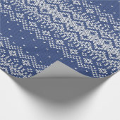 Blauw- en witwintersportnit cadeaupapier (Hoek)
