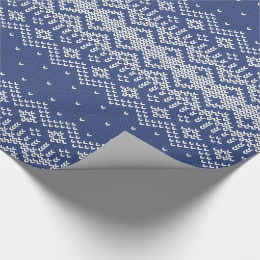 Blauw- en witwintersportnit cadeaupapier (Hoek)