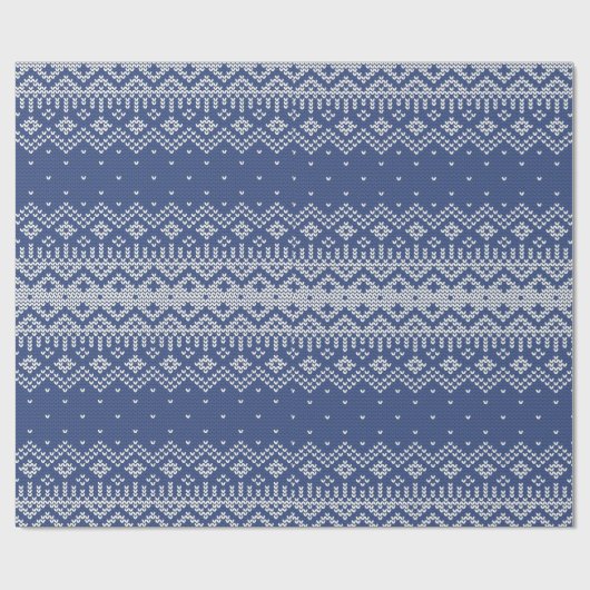Blauw- en witwintersportnit cadeaupapier (Vlak)