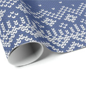 Blauw- en witwintersportnit cadeaupapier (Rol Hoek)
