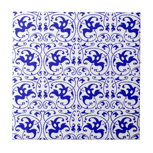  blauw en witzwijn tegeltje (Voorkant)