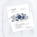 Blauw- en zeeminesluiting met korps RSVP kaartje<br><div class="desc">Verstuur een leuke,  elegante,  moderne Blue & Navy Floral RSVP-maaltijdkaart met uw uitnodigingen voor bruiloften en feestjes,  inclusief Graduation parties. Bekijk ons collectie voor een optie zonder de maaltijd.</div>