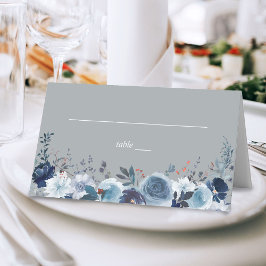 Blauw- en zeepFloral - Grijs Plaatskaartje