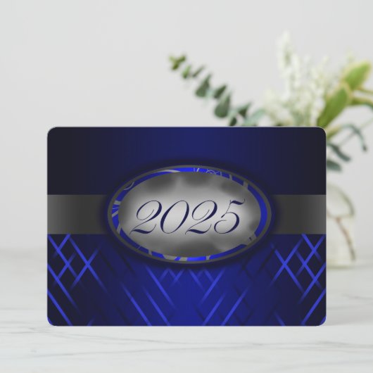 Blauw en zilver 2025 kaart (Staand voorkant)