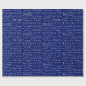 Blauw en Zilver 8 Letteren Naam Persoonlijke Cadea Cadeaupapier (Vlak)