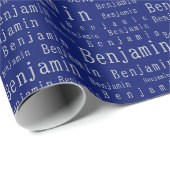 Blauw en Zilver 8 Letteren Naam Persoonlijke Cadea Cadeaupapier (Rol Hoek)