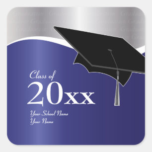 blauw en Zilver Afstuderen Sticker