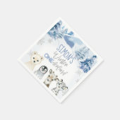 Blauw en Zilver Arctische Winter Onederland Verjaa Servet (Hoek)