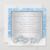 Blauw en Zilver Assepoester Prinses Verjaardagsfee Kaart (Voorkant)