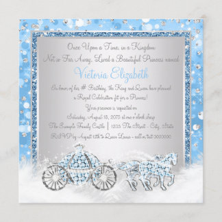 Blauw en zilver Assepoester prinses verjaardagsfee Kaart