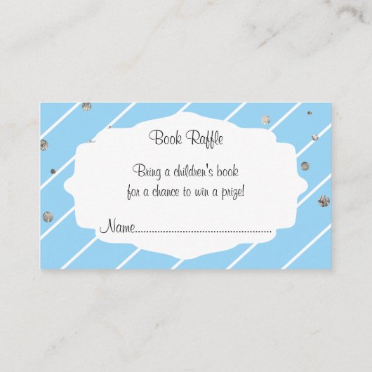  Blauw en Zilver - Baby shower Boek Raffle Informatiekaartje (Achterkant)