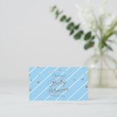 Blauw en Zilver - Baby shower Boek Raffle Informatiekaartje (Staand voorkant)