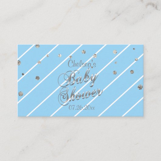  Blauw en Zilver - Baby shower Boek Raffle Informatiekaartje (Voorkant)