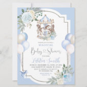 Blauw en zilver Baby shower Kaart (Voorkant)