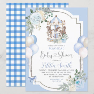 Blauw en zilver Baby shower Kaart