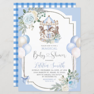 Blauw en zilver Baby shower Kaart