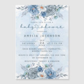 Blauw en zilver Baby shower Magnet Invite (Voorkant)