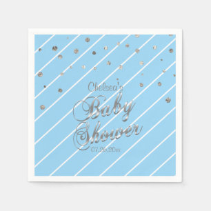 Blauw en Zilver - Baby shower Servet