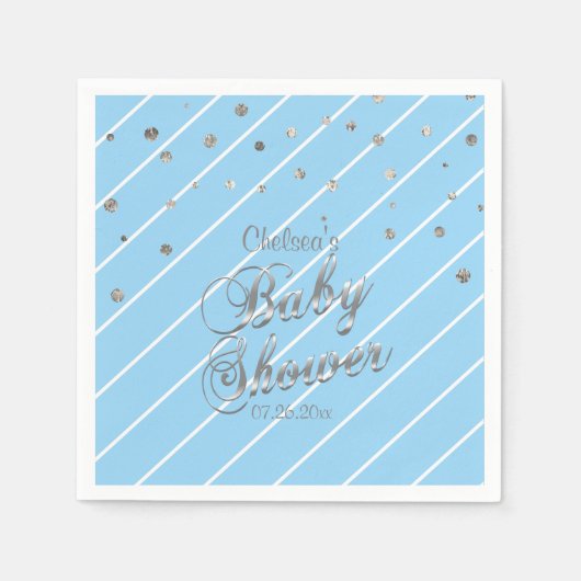 Blauw en Zilver - Baby shower Servet (Voorkant)