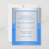 Blauw en Zilver Bloemen RSVP-kaart Kaart (Achterkant)