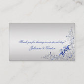 Blauw en Zilver Bloemen Swirls Plaats Kaarten Plaatskaartje (Achterkant)