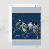 Blauw en zilver Briefkaart van de Eerste Kerstnach (Voorkant / Achterkant)