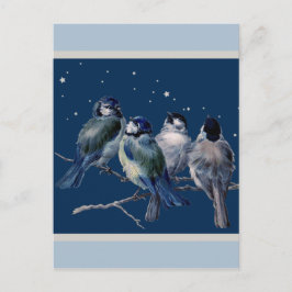 Blauw en zilver Briefkaart van de Eerste Kerstnach
