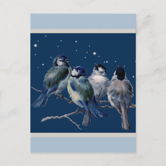 Blauw en zilver Briefkaart van de Eerste Kerstnach