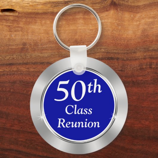 Blauw en zilver, Cheap 50th Class Reunion Favors Sleutelhanger (Achterkant)