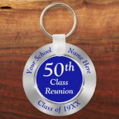 Blauw en zilver, Cheap 50th Class Reunion Favors Sleutelhanger (Voorkant)