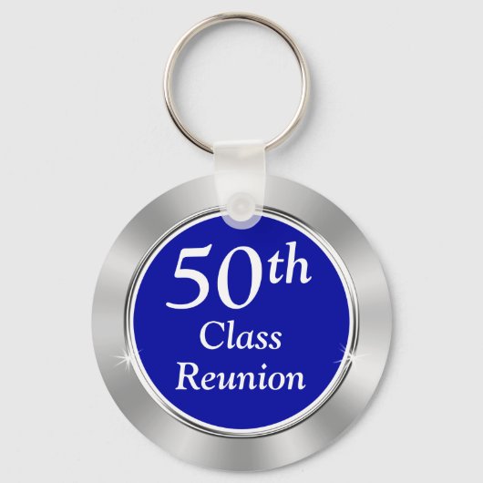 Blauw en zilver, Cheap 50th Class Reunion Favors Sleutelhanger (Achterkant)