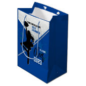 Blauw en Zilver Cheer Gyms Medium Cadeauzakje (Voorkant Gekanteld)