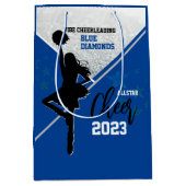 Blauw en Zilver Cheer Gyms Medium Cadeauzakje (Voorkant)