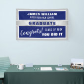 Blauw en Zilver Congrats Klasse van 20XX Afstudere Spandoek (Beurs)