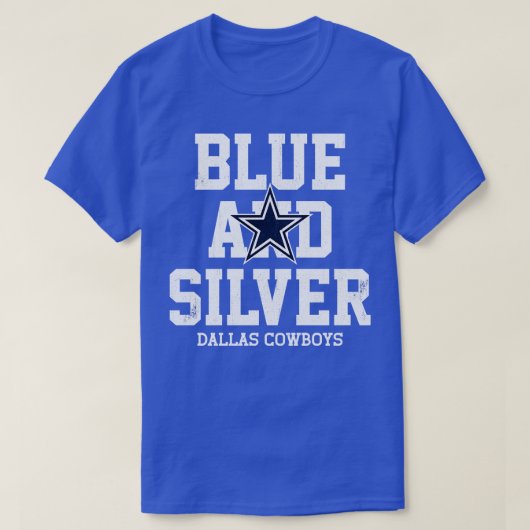 Blauw en Zilver Dallas Cowboys T-shirt (Design voorkant)