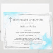 Blauw en zilver doopcertificaat (Voorkant / Achterkant)