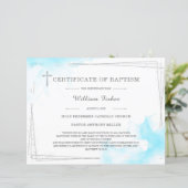 Blauw en zilver doopcertificaat (Staand voorkant)