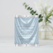 Blauw en Zilver doopsel doop Kaart (Staand voorkant)