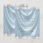 Blauw en Zilver doopsel doop Kaart (Voorkant / Achterkant)