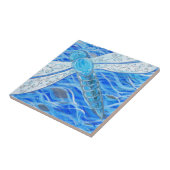 Blauw- en Zilver-dragonfly-schildering Tegeltje (Zijkant)