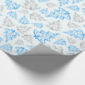 Blauw en zilver Elegant kerstbomen Pattern Cadeaupapier (Hoek)