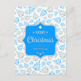 Blauw en zilver Elegant kerstbomen Pattern Feestdagenkaart