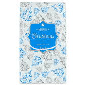 Blauw en zilver Elegant kerstbomen Pattern Klein Cadeauzakje (Achterkant)