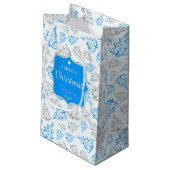 Blauw en zilver Elegant kerstbomen Pattern Klein Cadeauzakje (Achterkant Gekanteld)