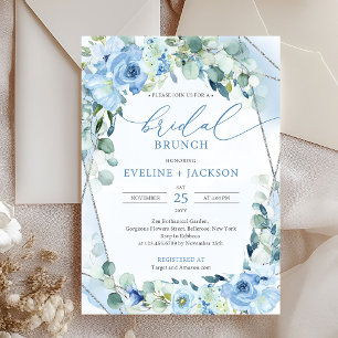 Blauw en zilver eucalyptus gebladerte Bruids brunc Kaart