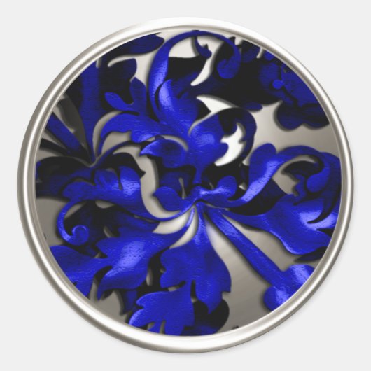 Blauw en zilver Fabulous Foliage Envelope Seal Ronde Sticker (Voorkant)