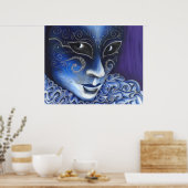 Blauw en zilver Flair Poster (Keuken)